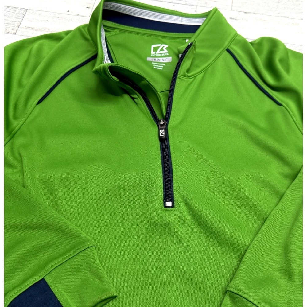 Cutter & Buck Quarter Zip Pullover Mens Large Green CB DryTec‎ 50+ UPF  Golf